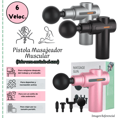 MASSAGE GUN / PISTOLA MASAJEADORA CON 6 VELOCIDADES