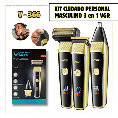 CORTADORA PERSONAL VGR 3 EN 1 NASAL, TRIMMER Y SHAVER - V-366 DORADO