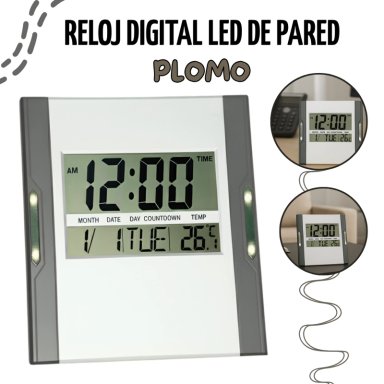 RELOJ DIGITAL LED DE PARED - PLOMO P3886N