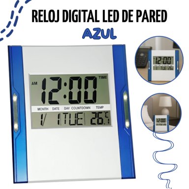 RELOJ DIGITAL LED DE PARED - AZUL A3886N
