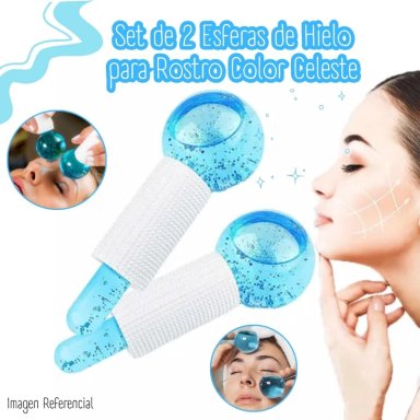 RODILLO MASAJEADOR FACIAL ESFERAS FRIAS ICE GLOBES - AZUL