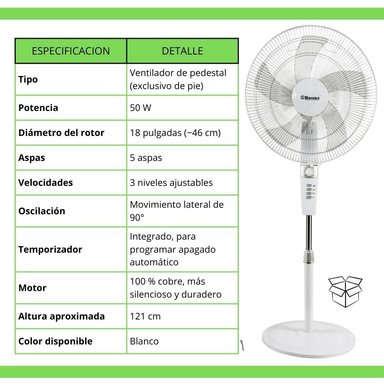 VENTILADOR BOSSKO PEDESTAL 18' CON TEMPORIZADOR - BK-8457VB - 2