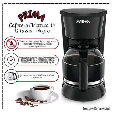CAFETERA ELÉCTRICA PRIMA DE 12 TAZAS - NEGRO