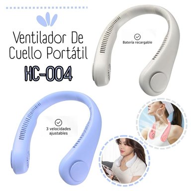 VENTILADOR DE CUELLO RECARGABLE - (CELESTE- BLANCO)