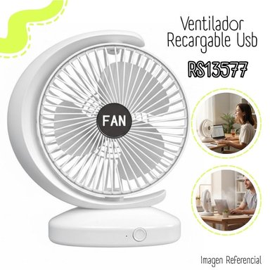 VENTILADOR RECARGABLE USB – BLANCO RS13577