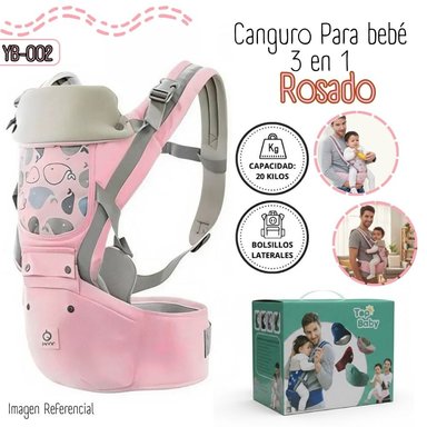CANGURO ERGONOMICO 3 EN 1 PARA BEBÉS - ROSADO  YB-002
