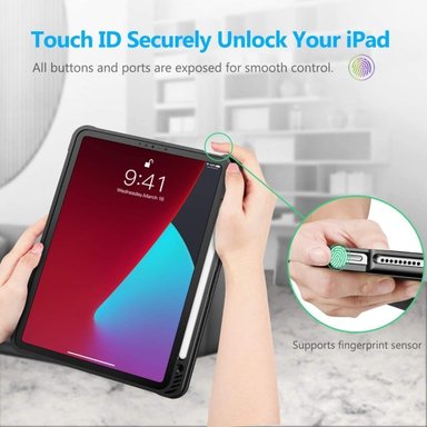 CASE IPAD AIR 5 2022 FINTIE SMART NEGRO + PEN HOLDER - 4
