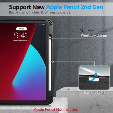 CASE IPAD AIR 5 2022 FINTIE SMART NEGRO + PEN HOLDER - 6