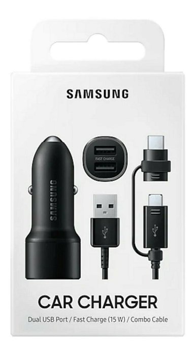 CARGADOR SAMSUNG CARRO DUAL PARA S10 NOTE 10 S20 PLUS ORIGINAL - 1