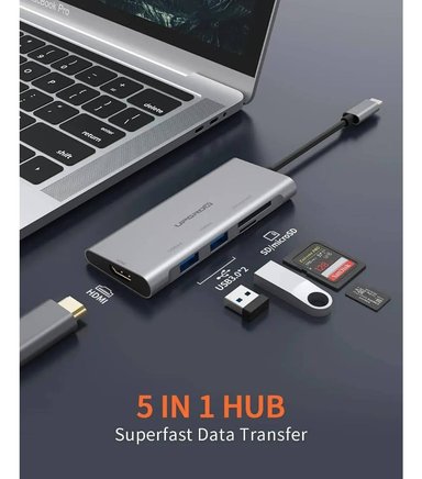 ADAPTADOR HUB UPGROW 5 EN 1 HDMI MACBOOK PRO 14 A2779 - 3