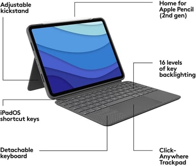 TECLADO LOGITECH COMBO TOUCH IPAD PRO 11 A2761 A2762 M2 4GEN - 3