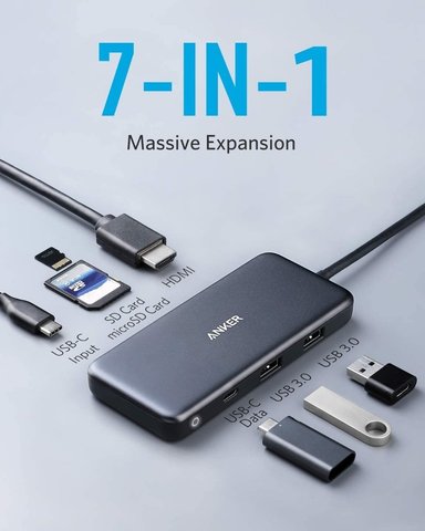 ADAPTADOR HUB ANKER 7N1 USB C PARA MACBOOK AIR 13.6 M4 A3240 - 2