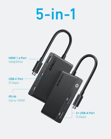 ADAPTADOR HUB ANKER 5EN1 USB C 4K PARA MACBOOK PRO 14 | 16 - 2