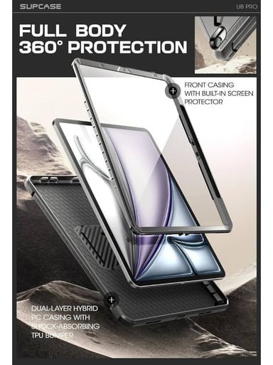 CASE SUPCASE 360° PARA IPAD AIR 11 M3 CHIP (2025) NEGRO - 4