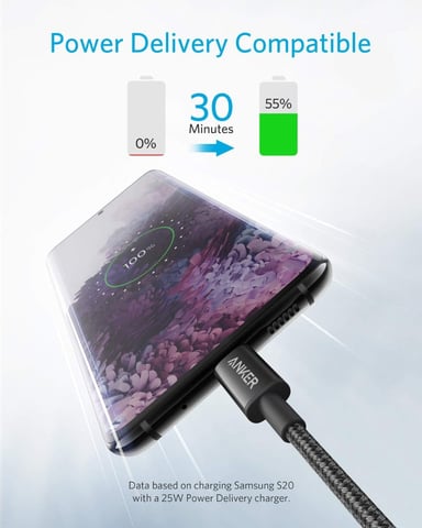 ANKER CABLE USB-C 60W 1.8M PARA GALAXY FLIP7 FOLD7 2PC NEGRO - 4