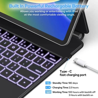 TECLADO MAGNÉTICO PARA PARA IPAD AIR 13 M4 CHIP (2026) A3461 A3462 A3464 NEGRO - 6