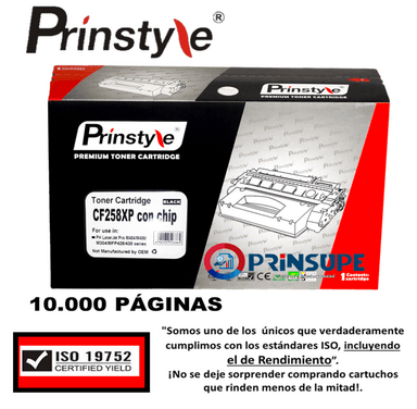 TÓNER PRINSTYLE NEGRO 58X CF258X 10.000PÁG CON CHIP ISO RENDIMIENTO 19752