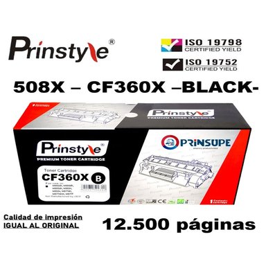 TÓNER PRINSTYLE 508X NEGRO CF360X 508A 12.500 PÁG ISO RENDIMIENTO 19752