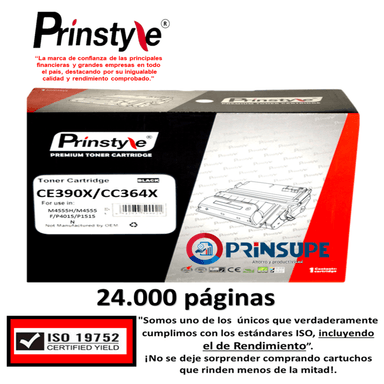 TÓNER PRINSTYLE NEGRO 64X CC364X 24.000 PÁG ISO RENDIMIENTO 19752