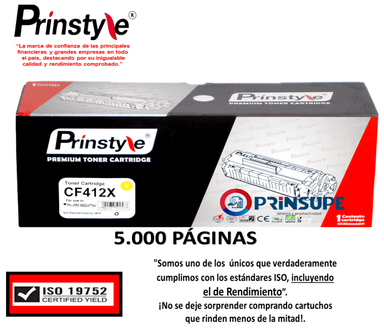 TÓNER PRINSTYLE 410X NEGRO CF412X YELLOW 5.000 PÁGISO RENDIMIENTO 19752
