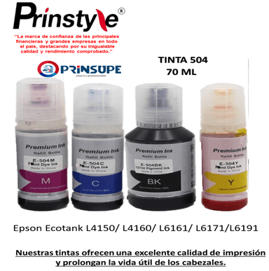 TINTAS PRINSTYLE 504 ROJO PACK COMPATIBLE CON EPSON 4 COLORES 70ML