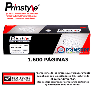 TÓNER PRINSTYLE NEGRO 83A - CF283A PÁG 1.600 PÁG ISO 19752