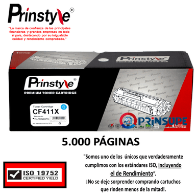 TÓNER PRINSTYLE 410X NEGRO CF411X CYAN 5.000 PÁGISO RENDIMIENTO 19752