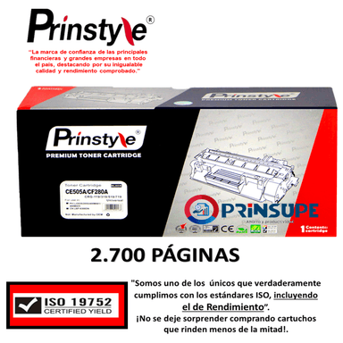 TÓNER PRINSTYLE CE505A NEGRO 2.700 PÁG 05A ISO 19752