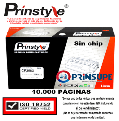 TÓNER PRINSTYLE NEGRO 58X CF258X 10.000PÁG SIN CHIP ISO RENDIMIENTO 19752