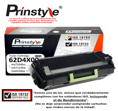 TÓNER PRINSTYLE 624X NEGRO 62D4X00 COMPATIBLE CON LEXMARK 45.000 PÁG ISO 19752