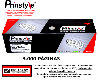 TÓNER PRINSTYLE NEGRO 3.000 PÁG 83A CF283X ALTO RENDIMIENTO