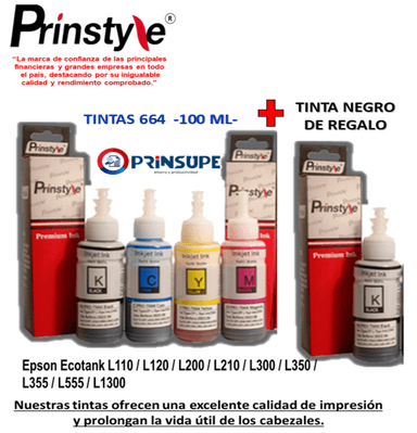 TINTAS PRINSTYLE 664 ROJO PACK COMPATIBLE CON EPSON 100ML + 1 TINTA REGALO