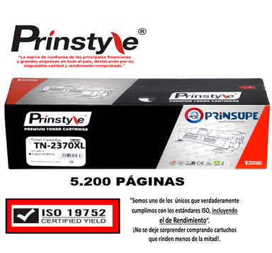 TÓNER PRINSTYLE TN-2370 NEGRO 5.200 PÁG P/BROTHER ISO 19752