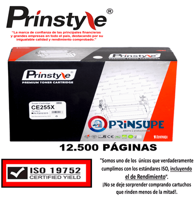 TÓNER PRINSTYLE NEGRO 55X CE255X 12.500 PÁG ISO RENDIMIENTO 19752
