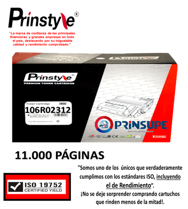 TÓNER PRINSTYLE 106R02312 NEGRO 11.000 PÁG P/XEROX. ISO RENDIMIENTO 19752