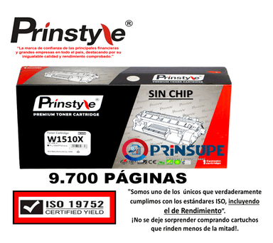 TÓNER PRINSTYLE 151X NEGRO 9.700 PÁG W1510X . ISO 19752