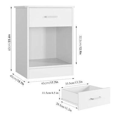 COMBO ALIMUEBLESJYL BLANCO 45X40CM MESA DE NOCHE ADILA 1 CAJÓN 60 - 6