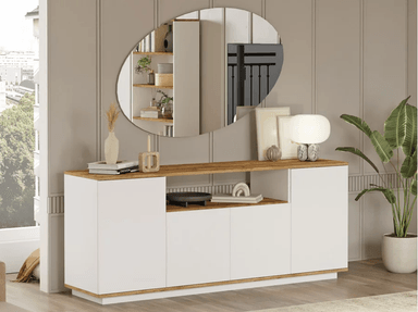 APARADOR ALIMUEBLESJYL LAOS 4 PUERTAS ROBLE Y BLANCO 75X180CM