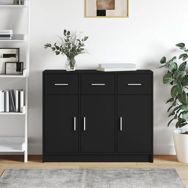 APARADOR LUCY 3 PUERTAS 3 CAJONES MODERNO COLOR NEGRO 91X75 CM