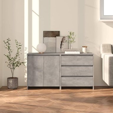 APARADOR LENA DE 2 PIEZAS CON 2 PUERTAS Y 3 CAJONES COLOR GRIS CEMENTO