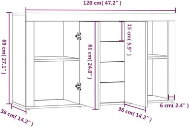 APARADOR ALIMUEBLESJYL NAVID MODERNO MELAMINA GRIS CEMENTO 4 CAJONES 2 PUERTAS - 6