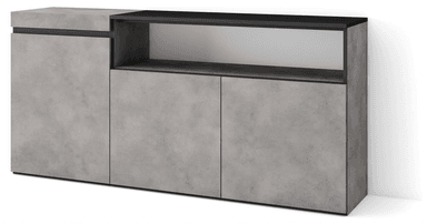APARADOR ALIMUEBLESJYL RIO CEMENTO Y NEGRO 3 PUERTAS PARA SALÓN COMEDOR 84X180 - 3