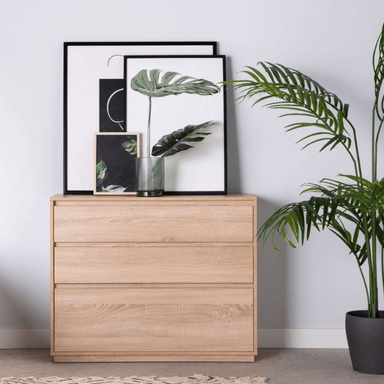 CÓMODA MADA 3 CAJONES COLOR ROBLE 100X79 CM