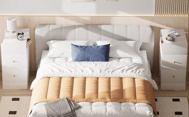 COMBO VELADOR ALIMUEBLESJYL MESITA NOCHE MODERNO ROMMY CON 2 CAJONES BLANCO