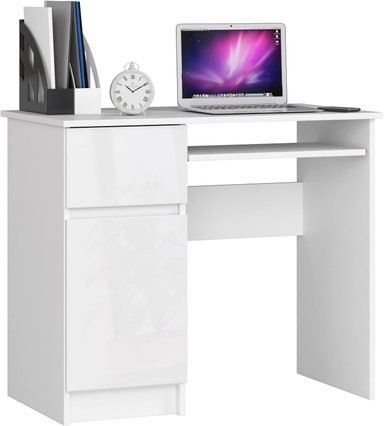 ESCRITORIO DILA 1 CAJÓN 1 PUERTA Y ESTANTE PARA TECLADO BLANCO 90X77CM