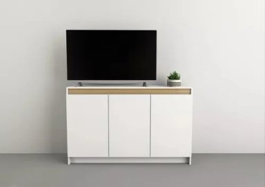 APARADOR NÓRDICO 3 PUERTAS COLOR BLANCO Y ROBLE 135X85CM, MELAMINA, - 4