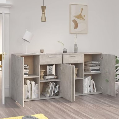 APARADOR GALIA 4 PUERTAS MODERNO GRIS CEMENTO 160X36X75CM - 2