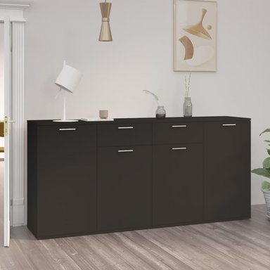 APARADOR GALIA 4 PUERTAS MODERNO COLOR NEGRO 160X36X75CM