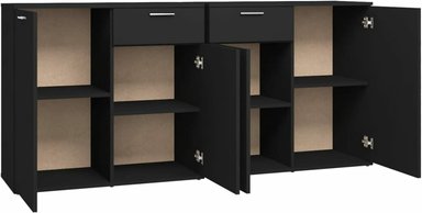 APARADOR GALIA 4 PUERTAS MODERNO COLOR NEGRO 160X36X75CM - 3