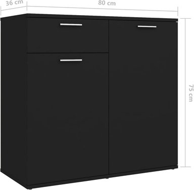 APARADOR GALIA 4 PUERTAS MODERNO COLOR NEGRO 160X36X75CM - 6